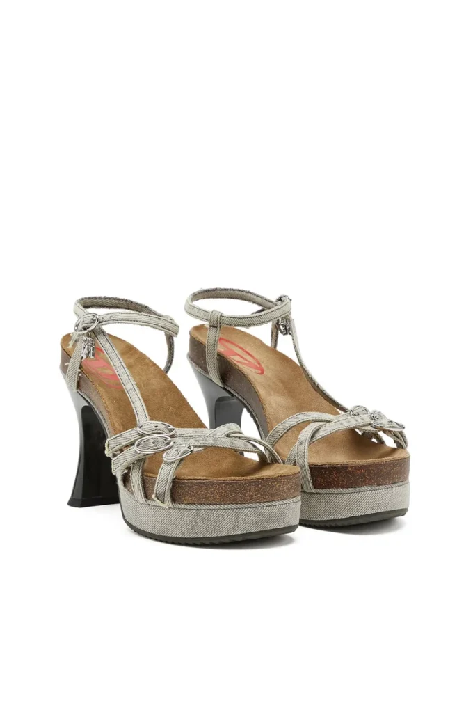 Sandale d-woodstock 105 Sandale cu platformă D-Woodstock-Strappy din denim