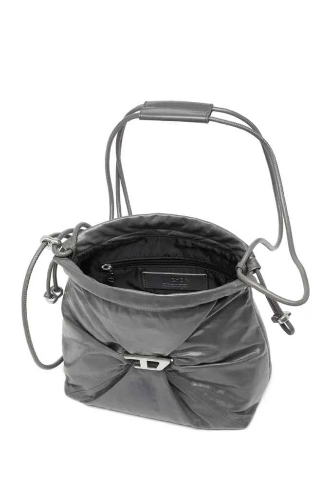 scrunch-d bucket Geantă Scrunch-D-Bucket din piele strălucitoare șifonată