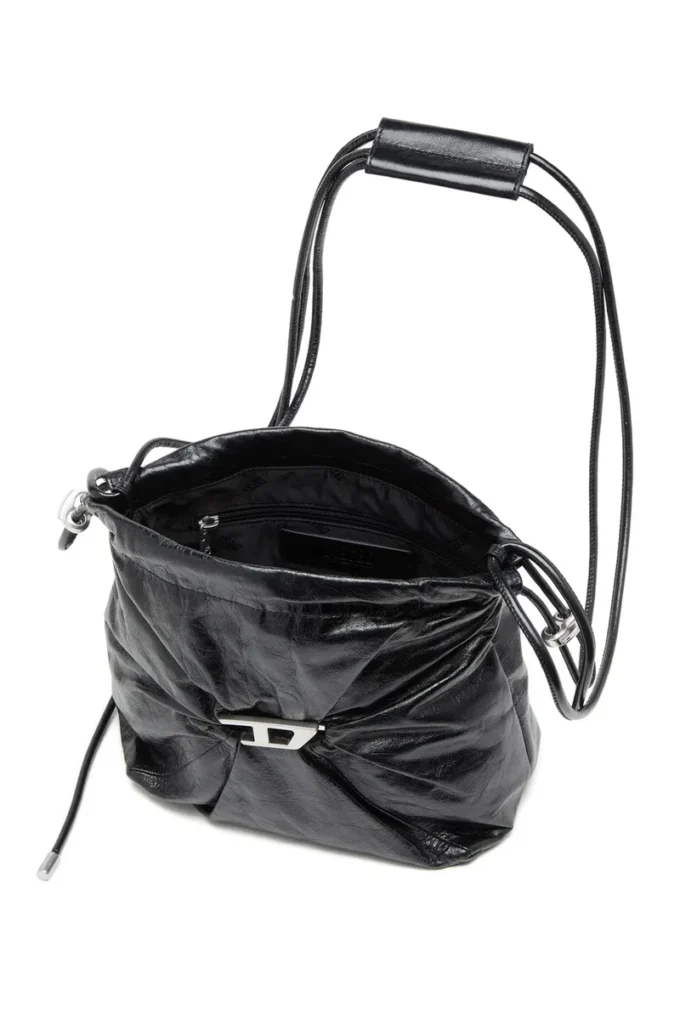 scrunch-d bucket Geantă Scrunch-D-Bucket din piele strălucitoare șifonată