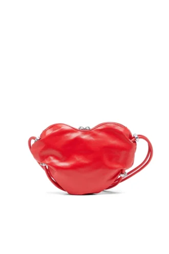scrunch-d heart Geantă de umăr Scrunch-D-Heart din piele șifonată