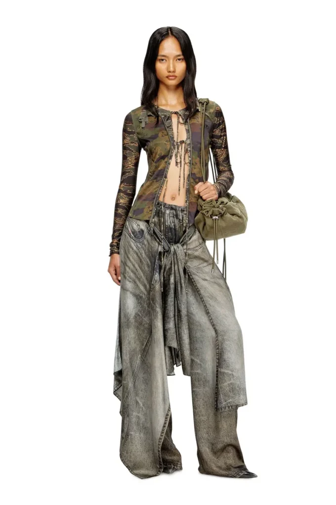 t-afry Cardigan cu imprimeu camuflaj mixt