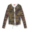 t-afry Cardigan cu imprimeu camuflaj mixt