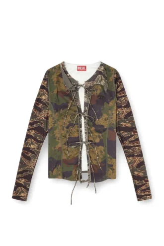 t-afry Cardigan cu imprimeu camuflaj mixt