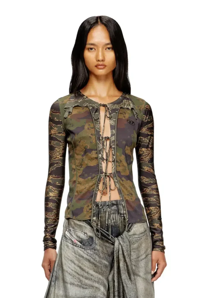 t-afry Cardigan cu imprimeu camuflaj mixt