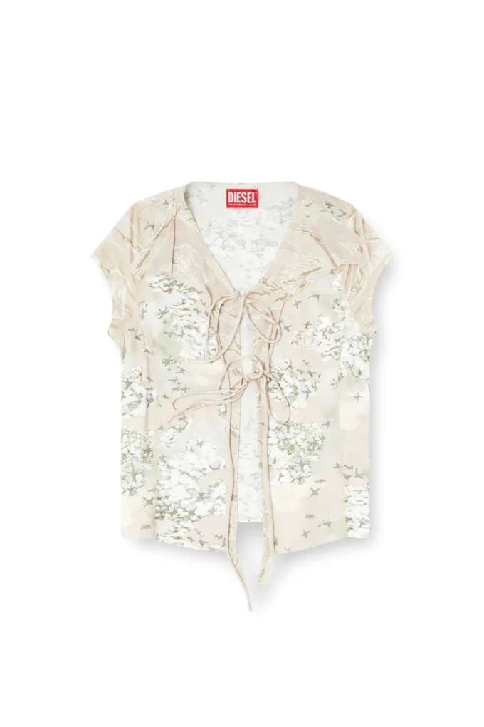 t-afrymy Top cu imprimeu camuflaj mixt