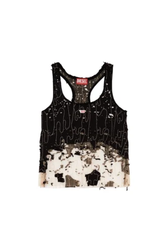 t-bils-dev Top din tul cu jersey distrus