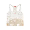 t-bils-dev Top din tul cu jersey distrus