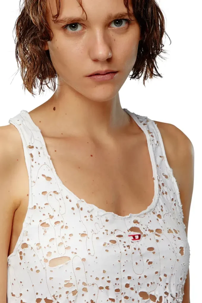 t-bils-dev Top din tul cu jersey distrus