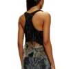 t-bils-dev Top din tul cu jersey distrus