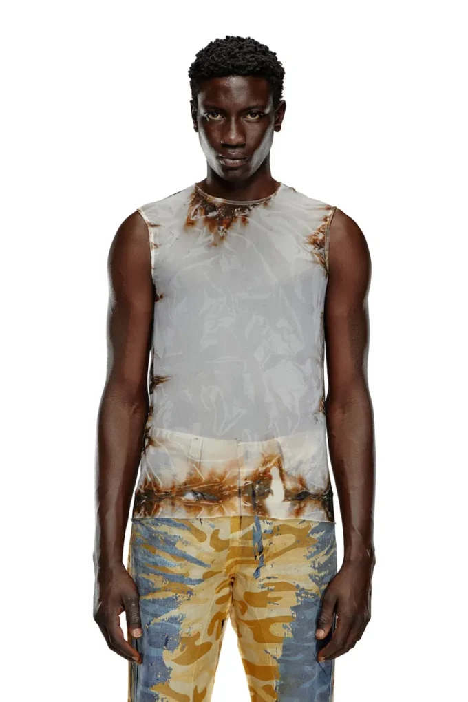 t-bisco-burn-art Top din tul cu imprimeu din plastic ars