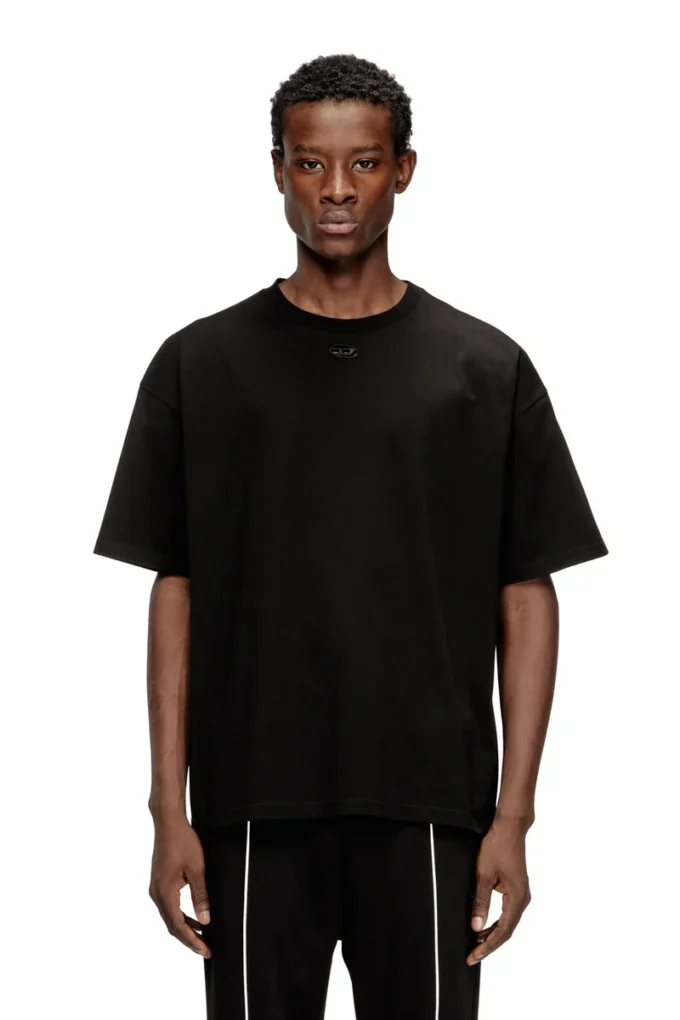 t-boxt-dco Tricou lejer din bumbac cu broderie ovală D t-boxt-dco Tricou lejer din bumbac cu broderie ovală D