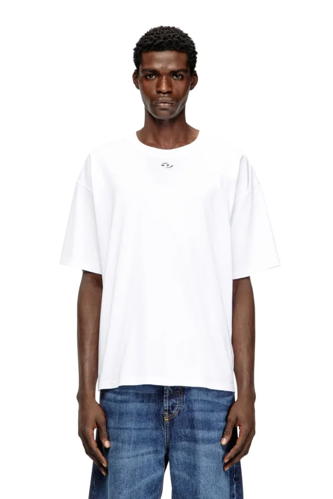 t-boxt-dco Tricou lejer din bumbac cu broderie ovală D t-boxt-dco Tricou lejer din bumbac cu broderie ovală D