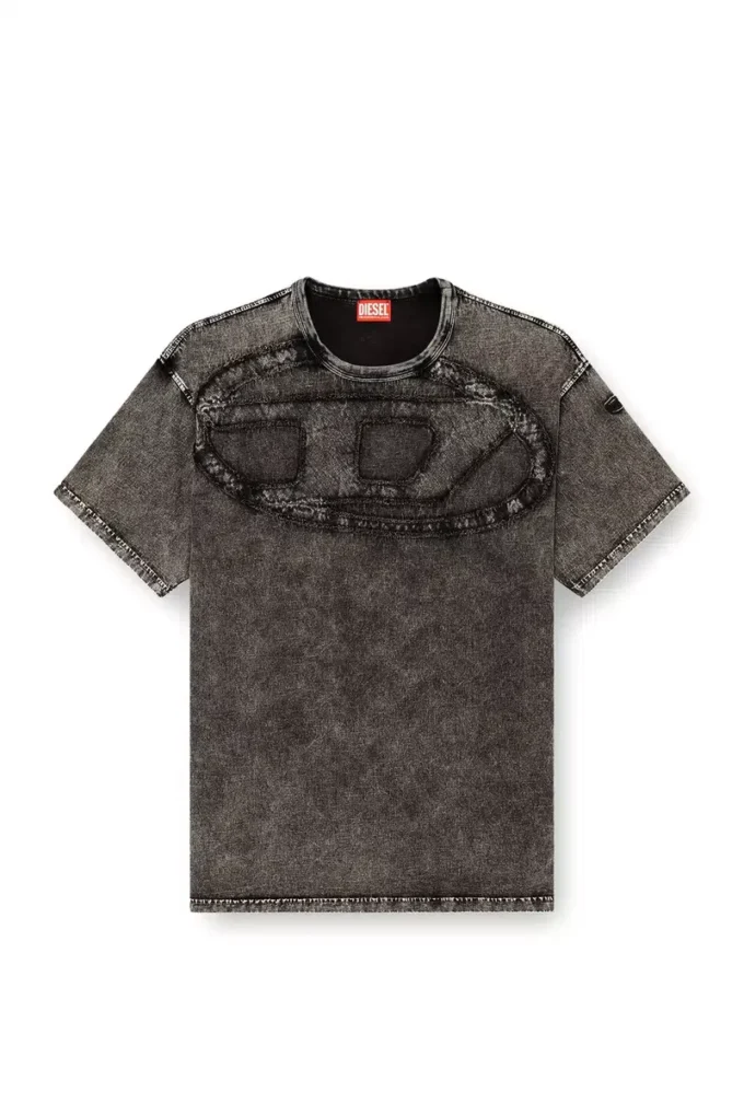 t-boxt-den Tricou lejer din bumbac cu aplicație ovală D t-boxt-den Tricou lejer din bumbac cu aplicație ovală D