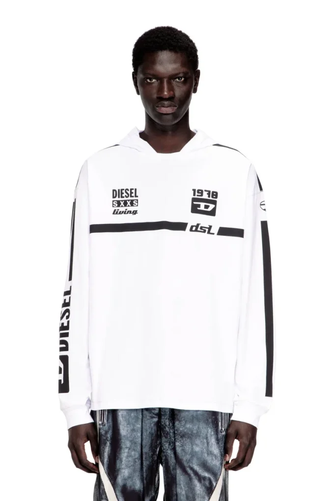 t-boxt-ls-hood-rib Tricou cu glugă și imprimeu contrastant t-boxt-ls-hood-rib Tricou cu glugă și imprimeu contrastant