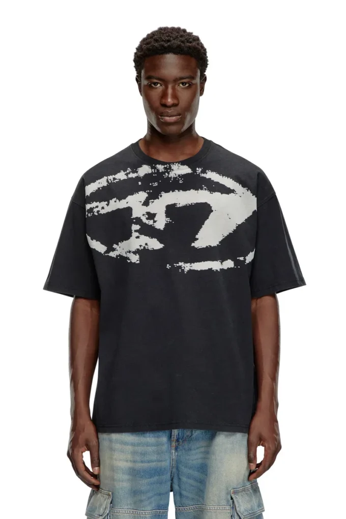 t-boxt-n14 Tricou cu logo floculat în stil vintage t-boxt-n14 Tricou cu logo floculat în stil vintage