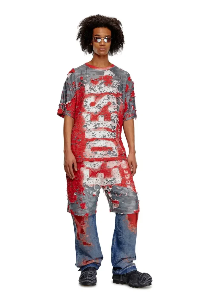 t-boxt-peel Tricou cu logo din jersey distrus t-boxt-peel Tricou cu logo din jersey distrus