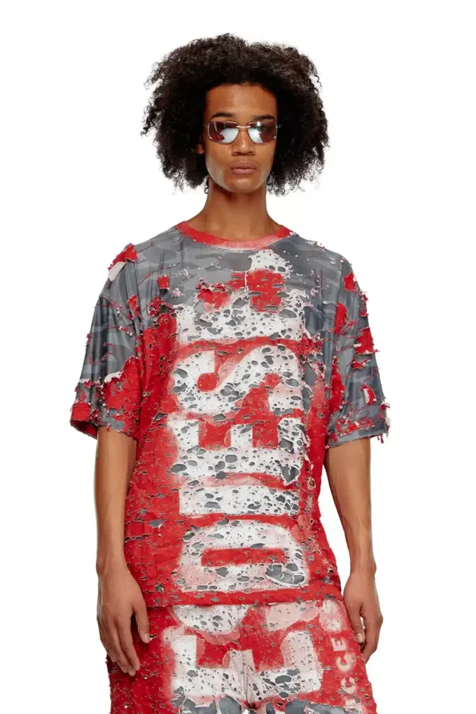 t-boxt-peel Tricou cu logo din jersey distrus t-boxt-peel Tricou cu logo din jersey distrus