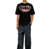 t-boxt-t21 Tricou din bumbac cu imprimeu cu gură de rechin t-boxt-t21 Tricou din bumbac cu imprimeu cu gură de rechin