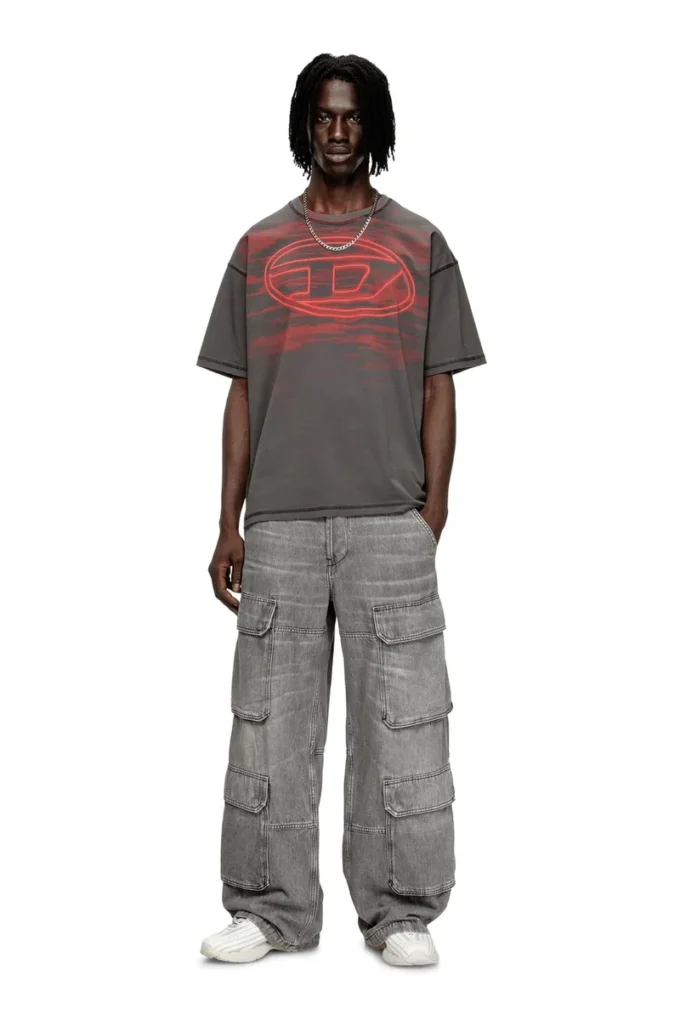t-boxt-t5 Tricou din bumbac cu imprimeu oval D