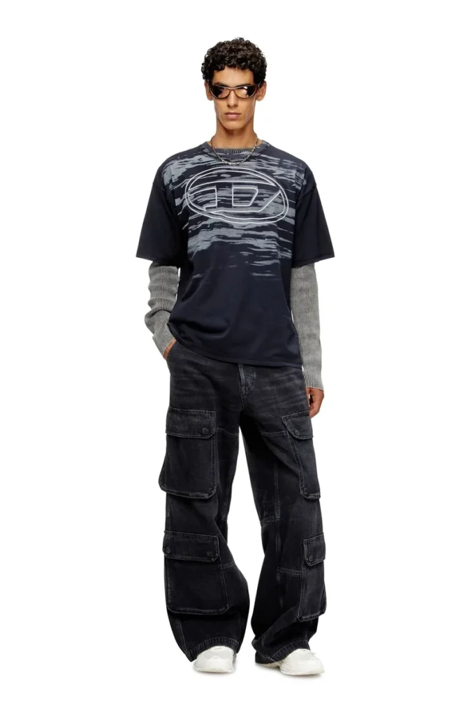 t-boxt-t5 Tricou din bumbac cu imprimeu oval D