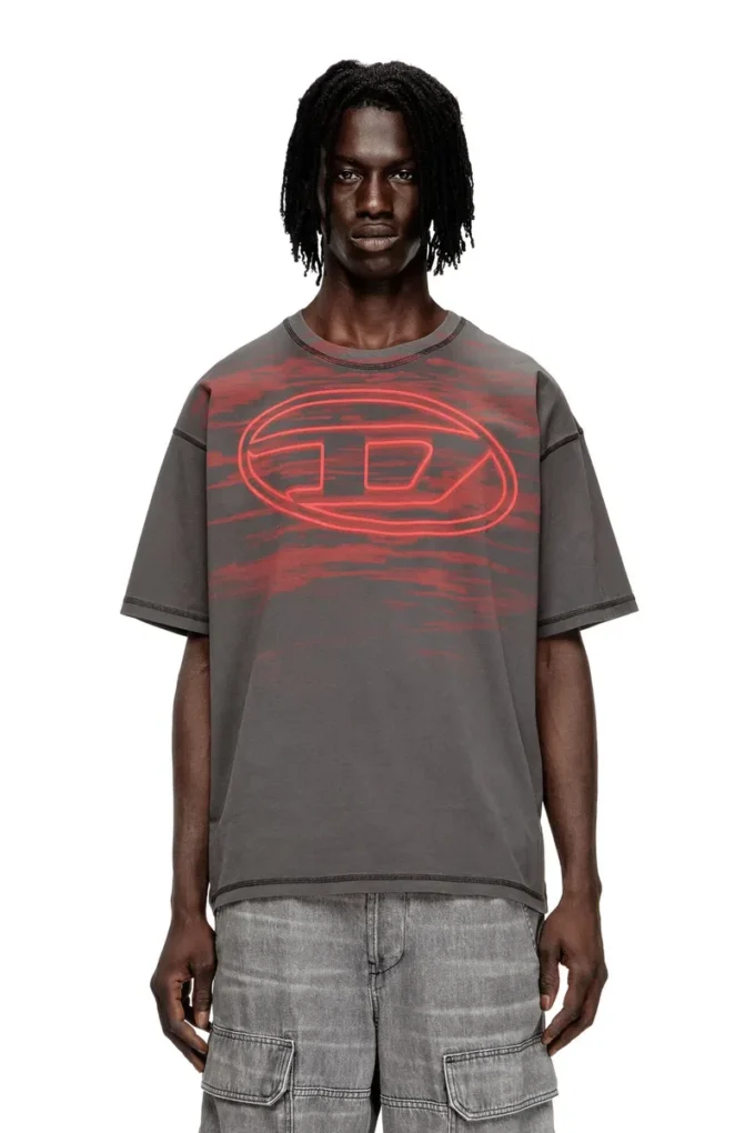 t-boxt-t5 Tricou din bumbac cu imprimeu oval D