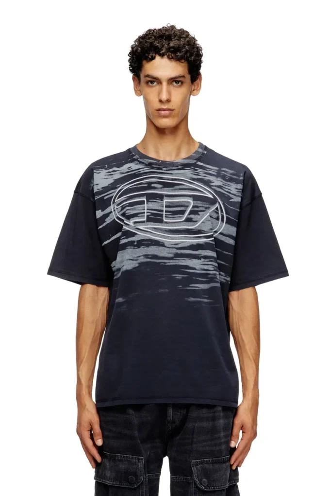 t-boxt-t5 Tricou din bumbac cu imprimeu oval D