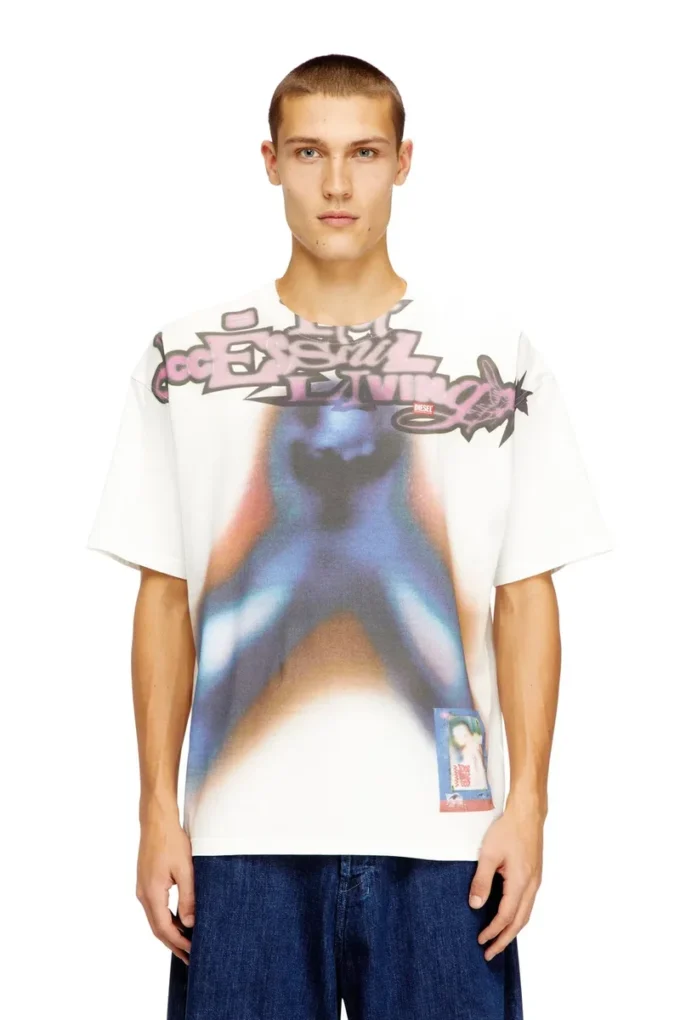 t-boxt-v13 Tricou relaxat din bumbac cu imprimeu digital
