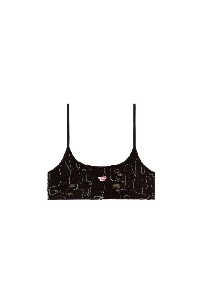 t-bra-dev Top sutien din tul cu jersey distrus