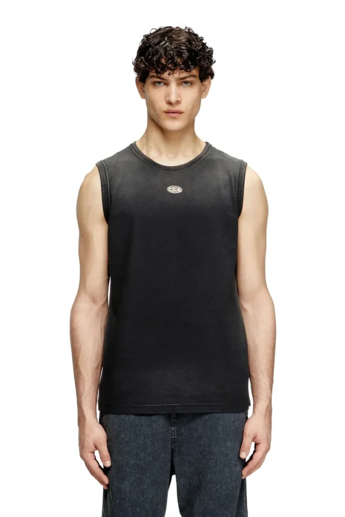 t-brico-new Tricou fără mâneci decolorat cu decupaj oval D
