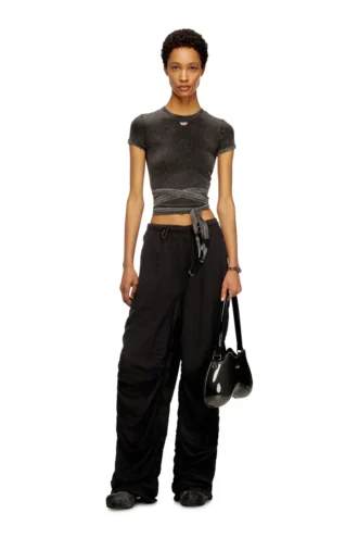 t-bunny-tail-r1 Tricou cu aspect denim și legături înfășurate