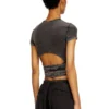 t-bunny-tail-r1 Tricou cu aspect denim și legături înfășurate