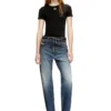 t-ele-long-od Tricou slim cu nervuri și broderie metalică Oval D t-ele-long-od Tricou slim cu nervuri și broderie metalică Oval D