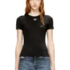t-ele-long-od Tricou slim cu nervuri și broderie metalică Oval D t-ele-long-od Tricou slim cu nervuri și broderie metalică Oval D