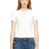 t-ele-long-od Tricou slim cu nervuri și broderie metalică Oval D t-ele-long-od Tricou slim cu nervuri și broderie metalică Oval D