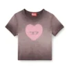 t-ele Tricou cu nervuri și inimă pictată în acuarelă D