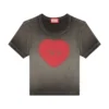 t-ele Tricou cu nervuri și inimă pictată în acuarelă D