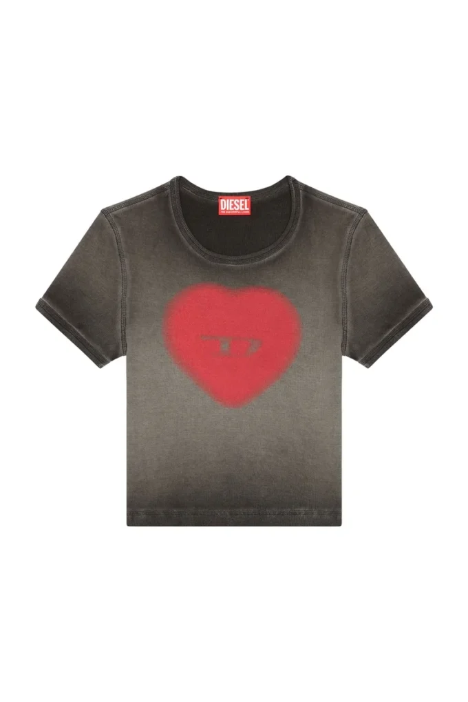 t-ele Tricou cu nervuri și inimă pictată în acuarelă D