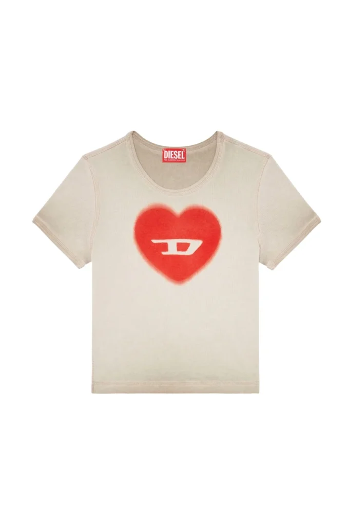 t-ele Tricou cu nervuri și inimă pictată în acuarelă D