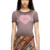t-ele Tricou cu nervuri și inimă pictată în acuarelă D