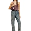 t-ley Body tanga din tricou cu nervuri marmorat