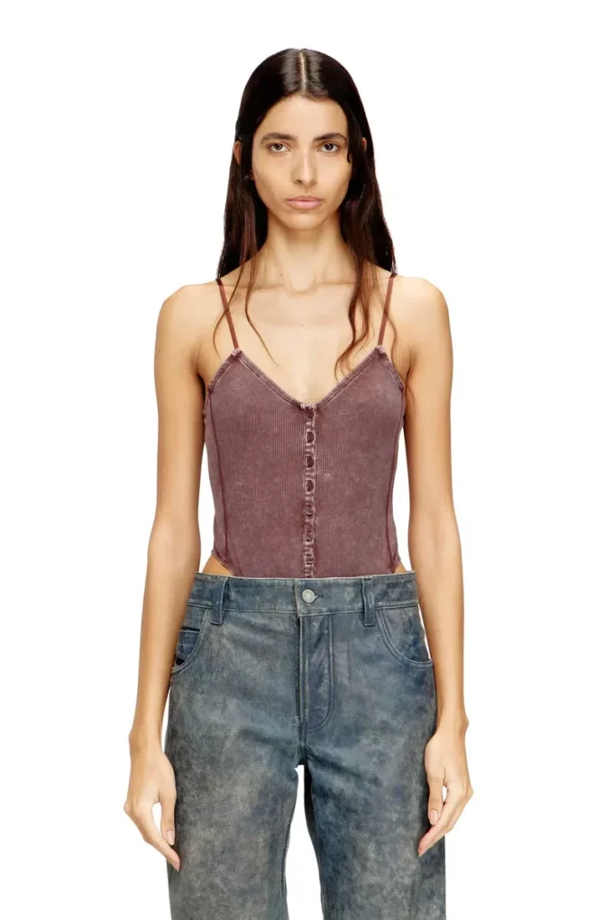 t-ley Body tanga din tricou cu nervuri marmorat