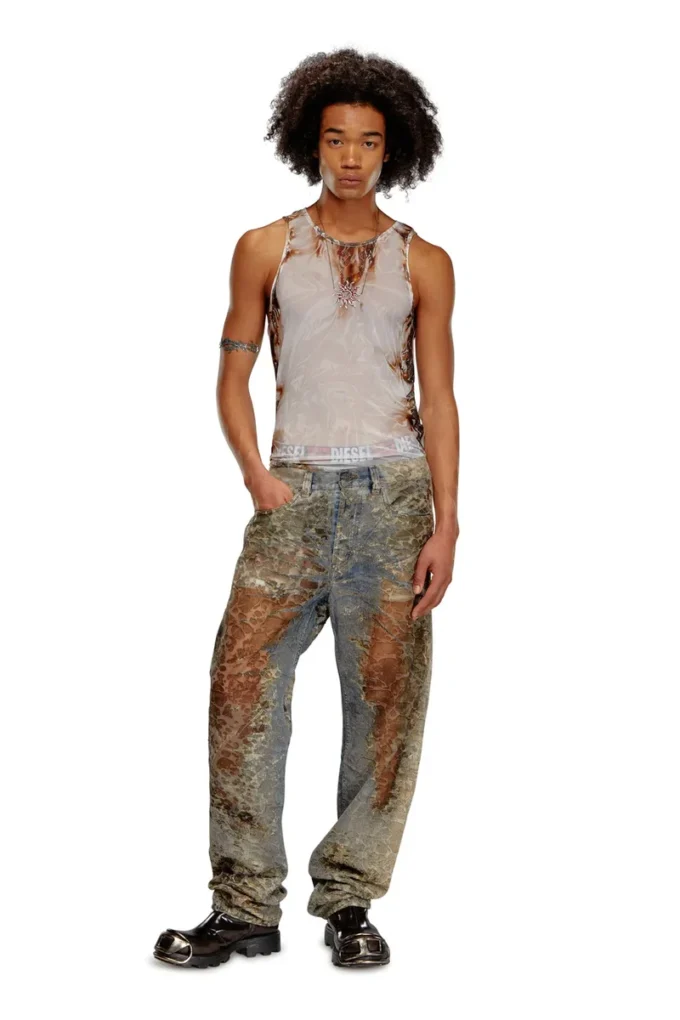 t-lifty-burn-art Tricou din tul cu imprimeu din plastic ars