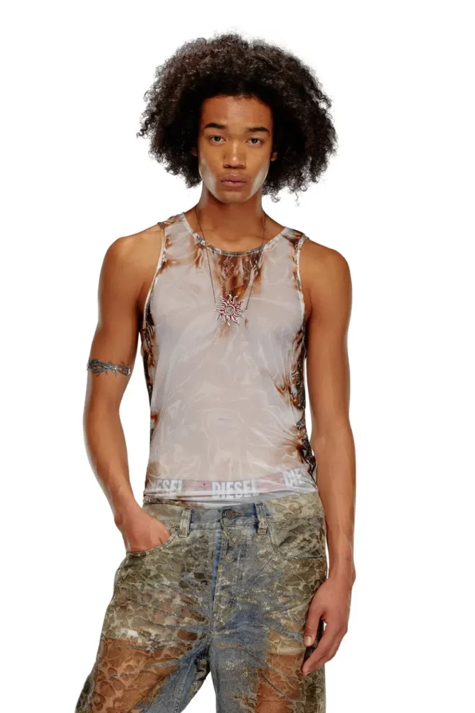 t-lifty-burn-art Tricou din tul cu imprimeu din plastic ars