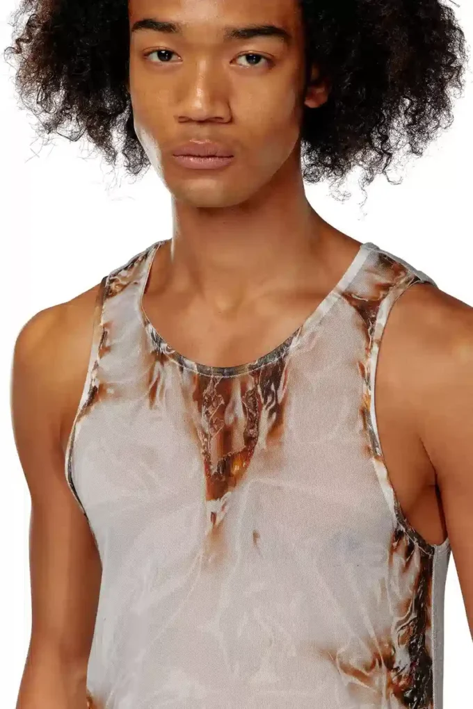 t-lifty-burn-art Tricou din tul cu imprimeu din plastic ars