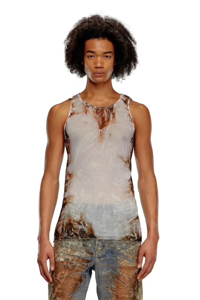 t-lifty-burn-art Tricou din tul cu imprimeu din plastic ars