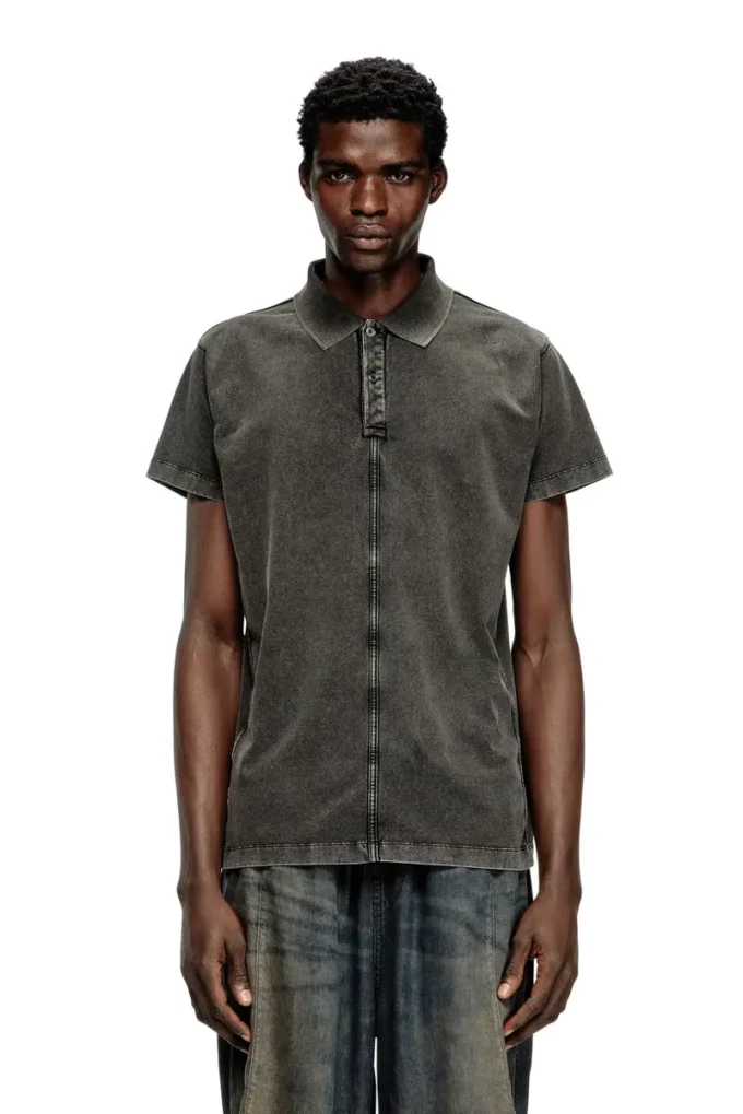 t-nomely Tricou polo din jersey cu aspect denim t-nomely Tricou polo din jersey cu aspect denim