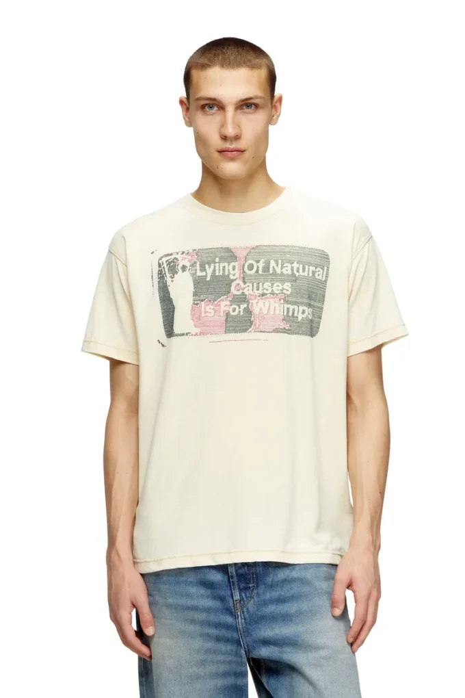 t-norm-t2 Tricou cu slogan și spălare burnout t-norm-t2 Tricou cu slogan și spălare burnout
