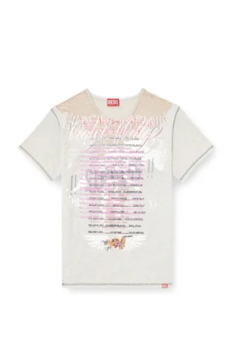 t-normac Tricou cu guler rotund și imprimeu cu versuri