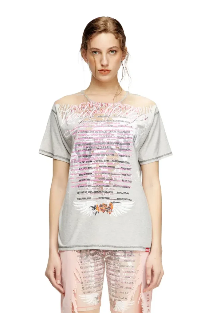 t-normac Tricou cu guler rotund și imprimeu cu versuri t-normac Tricou cu guler rotund și imprimeu cu versuri