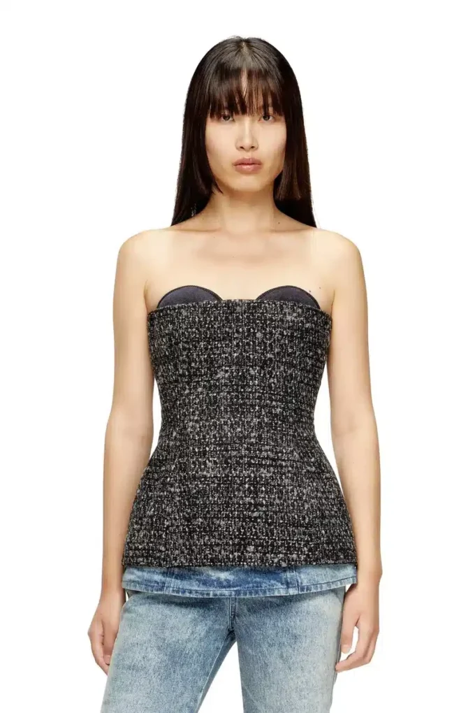 t-orset Top corset bouclé cu decolteu ultra-adânc t-orset Top corset bouclé cu decolteu ultra-adânc